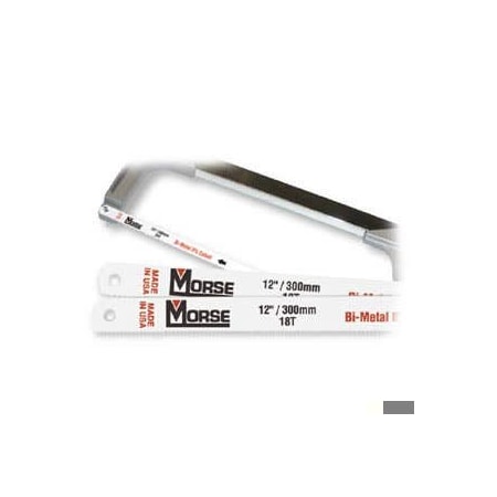 Morse Hacksaw Blade, Standard, 12 in Blade L, 1/2 in Blade W, 0.025 in Blade Thickness, Bi-Metal Blade, 18 HHB1218T10